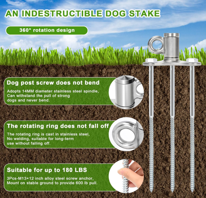 iklekione Dog Tie Out Stake - Image 5
